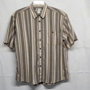 Vintage Ron Chereskin Shirt Mens XL Short Sleeve Striped Cotton Textured
